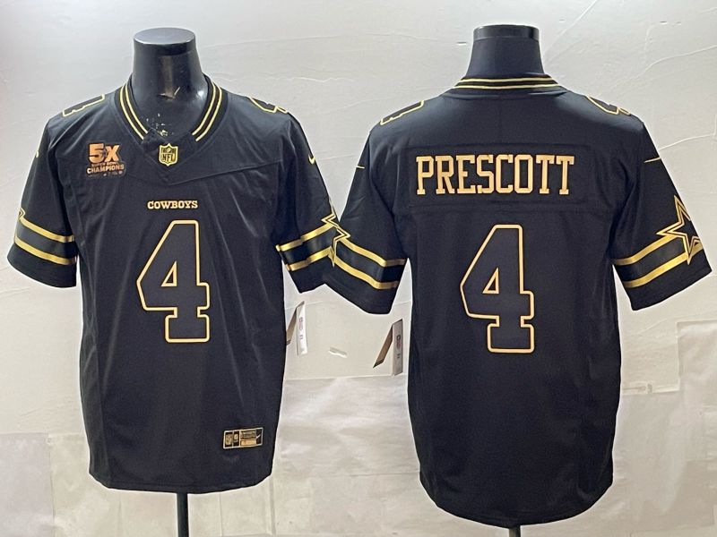 Men 2026 Dallas Cowboys #4 Prescott Black gold 6th generation Nike Limited NFL Jersey style 02->dallas cowboys->NFL Jersey